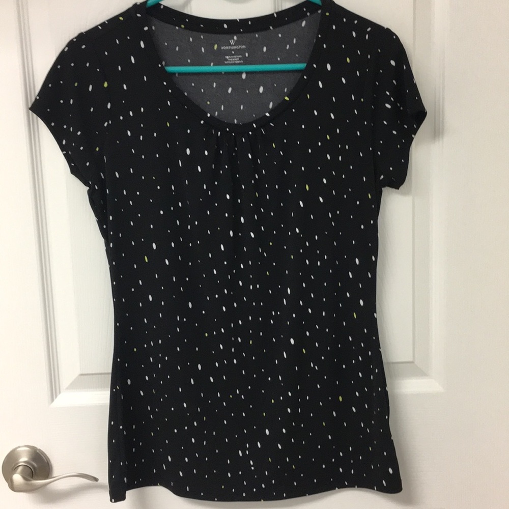Small Worthington Blouse in black/white/lime green